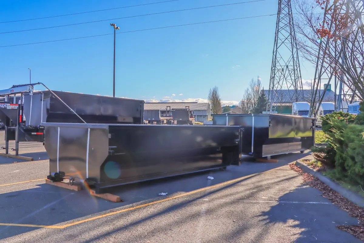 Roll-off dumpster ready for waste disposal at job site for 40 Yard Dumpster Rental in Plainfield